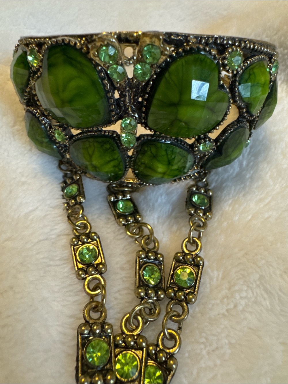 Green Crystal Butterfly Hand Chain Bracelet